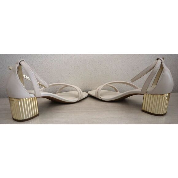 Michael Kors Women's Sz 8M Light Cream Leather Porter Strappy Mid Sandals - Picture 4 of 15